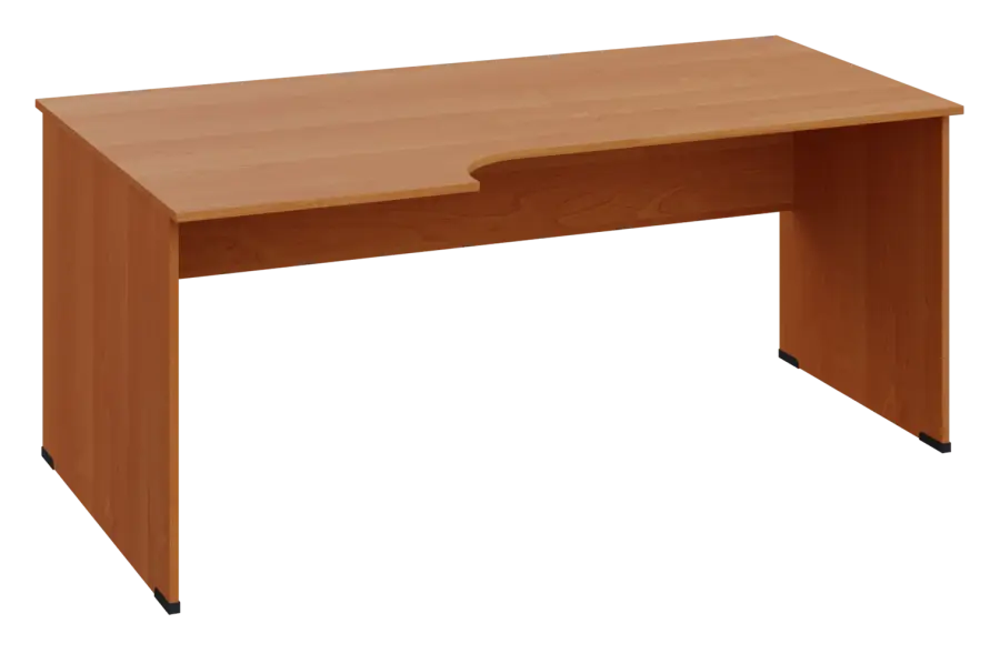 ERL 18 - 186 stůl kancelářský, rohový, levý, dřevěná podnož, deska 18 mm, široký 1800 mm, olše jantar